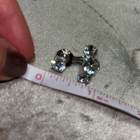 Cubic zirconia earrings, back of the post has three crystals on it - Picture 5 of 6